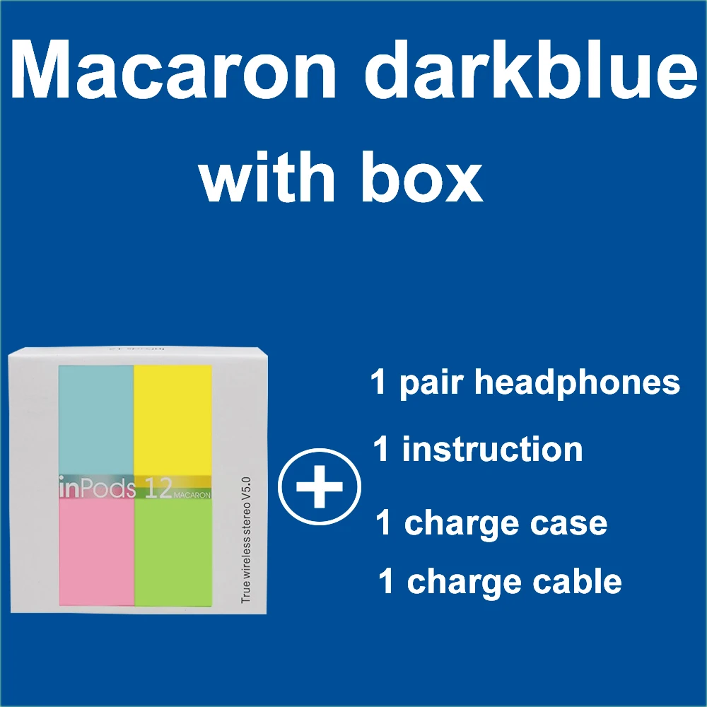 Macaron i12 TWS для дропшиппинг - Цвет: i12D darkblue box