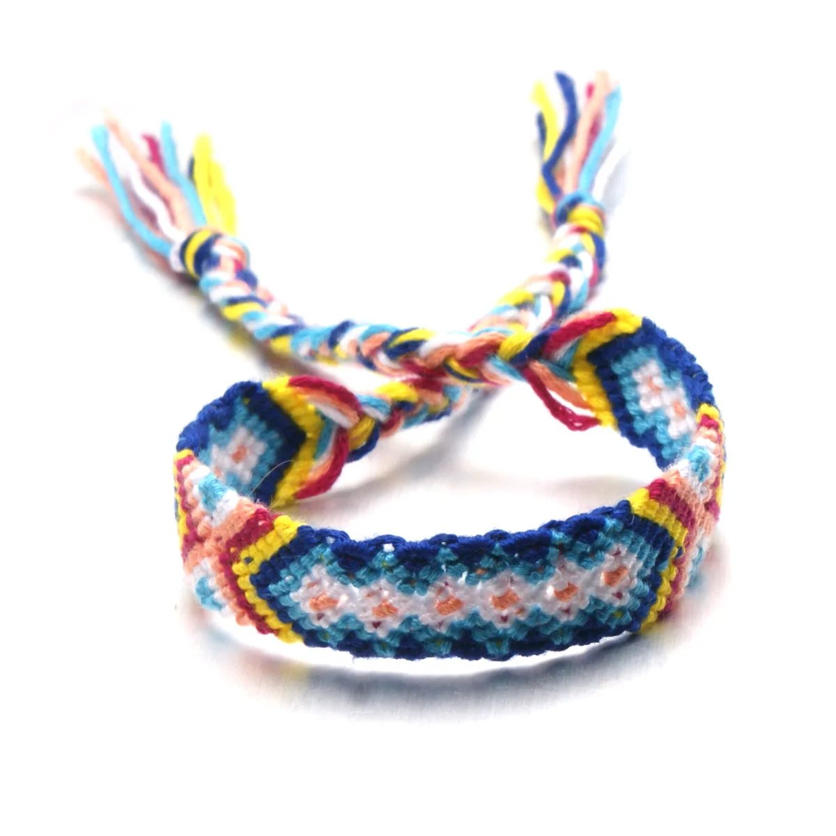 New Boho Rainbow Braided Plaited Ribbon Bracelet Geometric Pattern Cotton Rope Chain Friendship Bangles Handmade Woven Jewelry - Окраска металла: 13