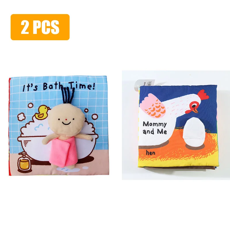 2 pcs 3 шт. Детские Игрушки для ванны тканевый Набор для ванны горшок для детей раннее развитие не порвать можно мыть раннее образование игрушка активность книга - Цвет: 2 pcs
