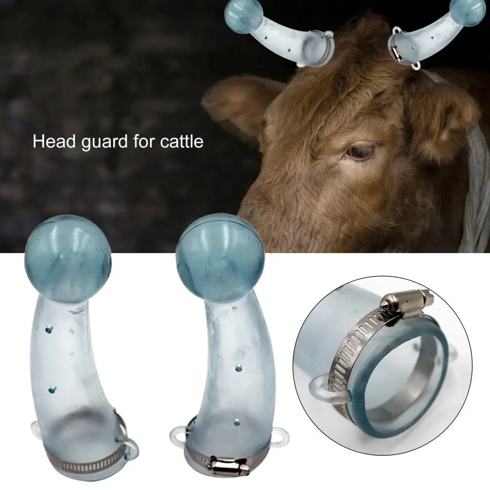 Cow Horn Protector 1 Set with Flexible Clamps Anti-fighting Silicone Calf Prevent Collision Tool Livestock Supplies