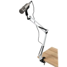 NB35 Extendable Recording Microphone Holder Suspension Boom Scissor Arm Stand Holder with Microphone Clip Table Mounting Clamp