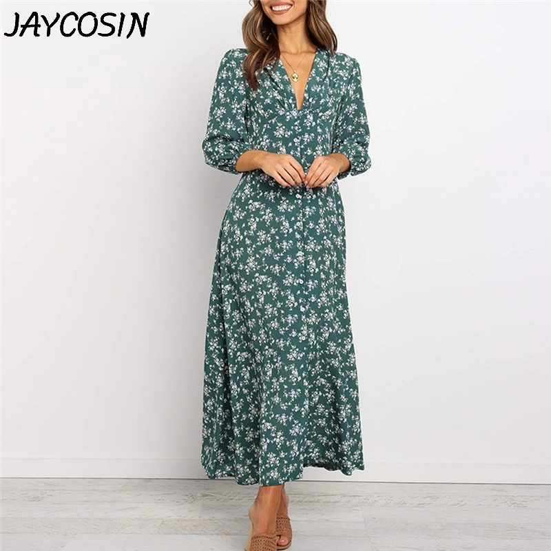 Женское шифоновое платье JAYCOSIN с v образным вырезом рукавом три четверти