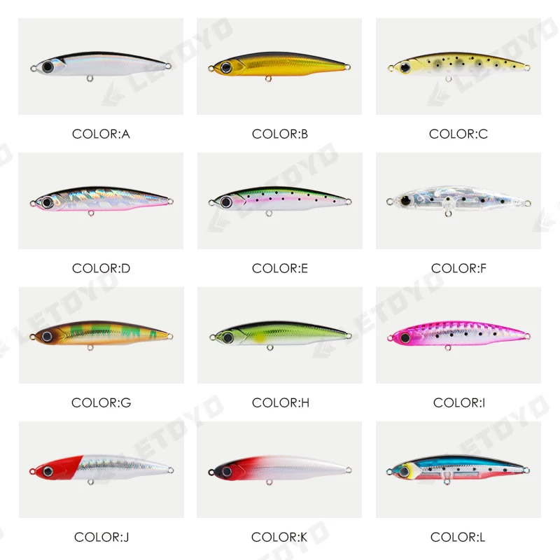 LETOYO 3.5g/5.4g/8.3g/12g/17g leurre crayon coulant, Micro appât artificiel pour la pêche en mer, jigs pêche en mer, shore casting metal jig, peche brochet, leurre perche, accessoires peche, pêche au rocher miniature