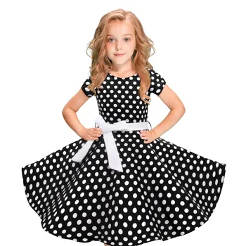 

Summer New Fashion Kids Girls Vintage Dress Polka Dot Princess Swing Rockabilly Party Daily Dresses Wholesale Free Ship платье
