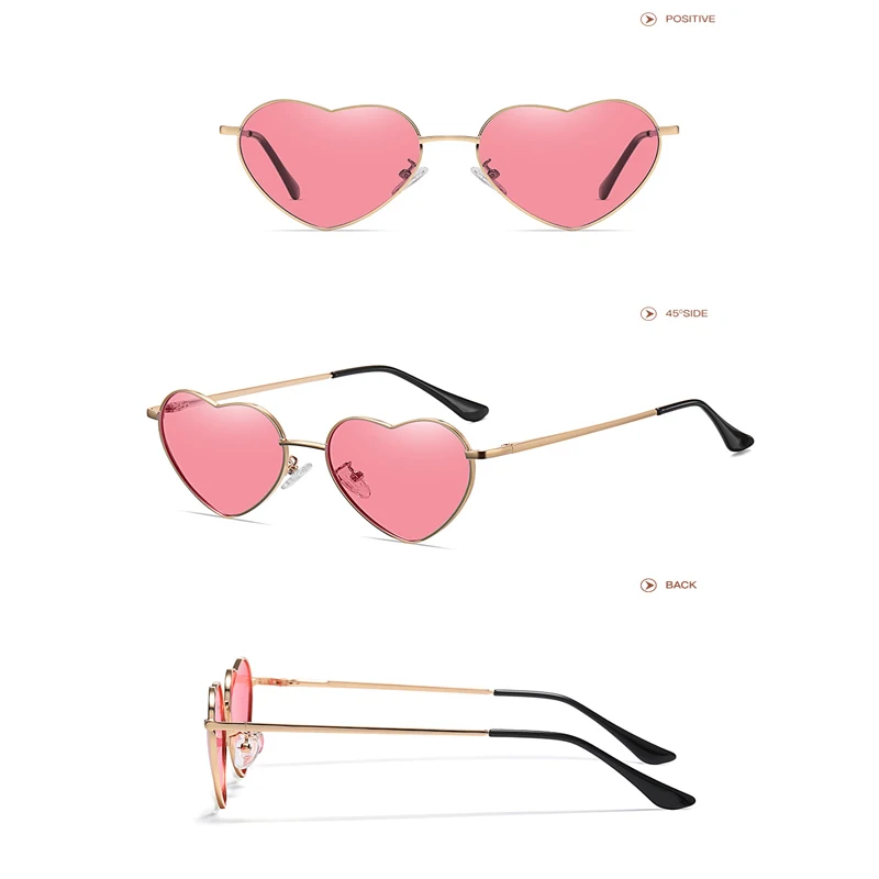 best sunglasses for women Elbru Metal Retro Heart Shape Frame Multicolor Sunglasses Sandy Beach Travel Outdoors Sunshade Polarized Sunglasses UV400 round sunglasses