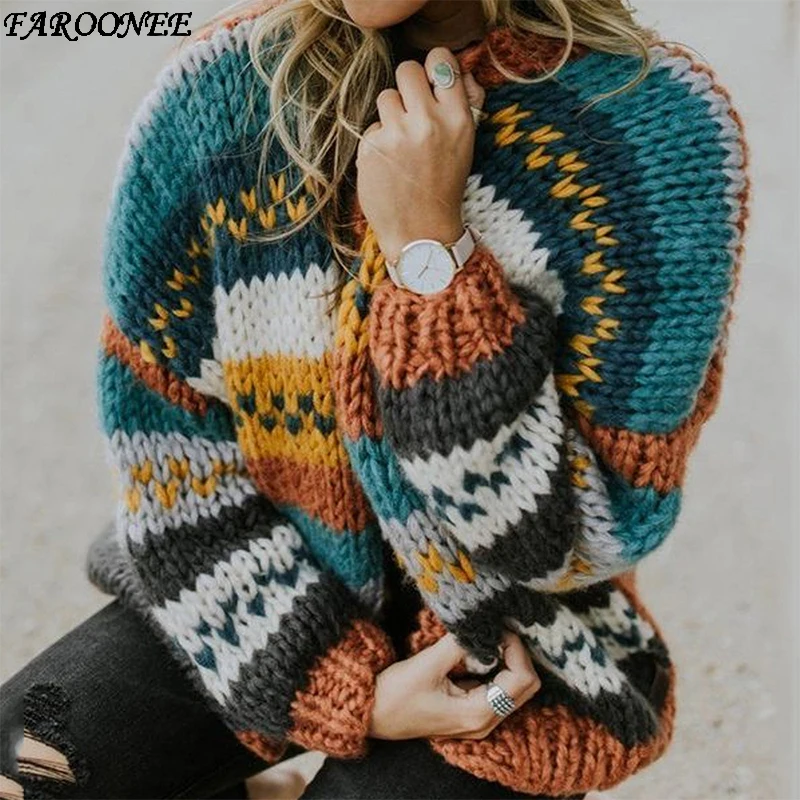 

2020 Spring Women Sweater Striped Color Block Draped Loose Cardigan Long Sleeve Casual Knit Sweater Coat Female Plus Size 2XL