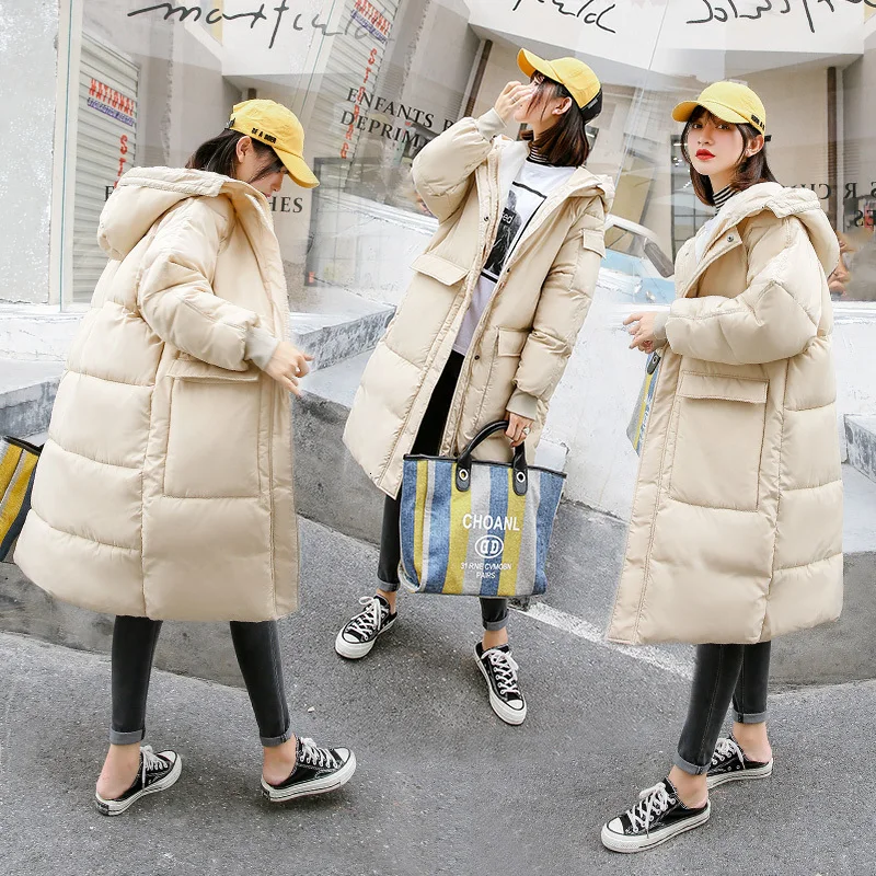 Зимняя одежда Свободное пальто негабаритная Хлопковая женская пуховая с