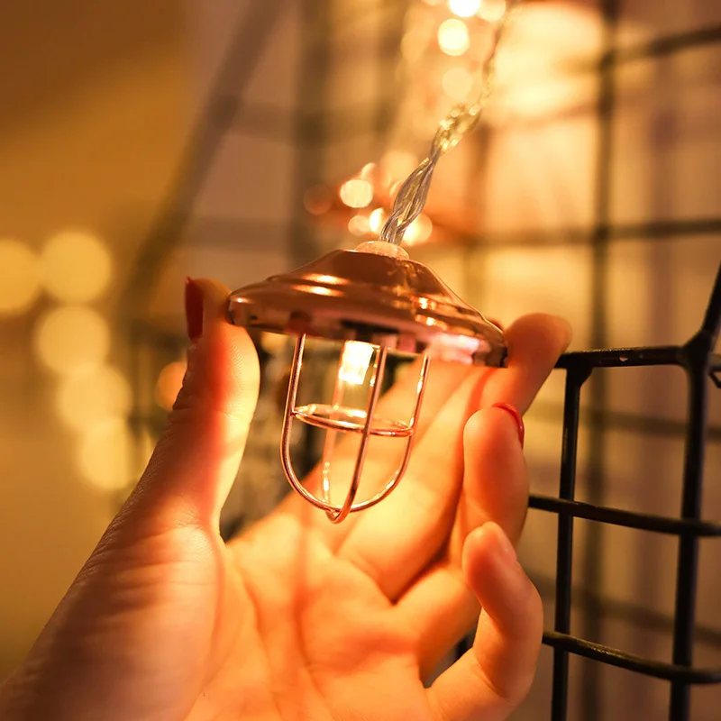 

Retro Brass LED Lantern String Lights 20/40/80 LEDs Iron Garland Battery Fairy Lamp Party Christmas Wedding New Year Decoration
