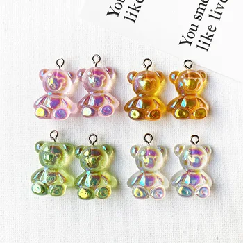 

10Pcs Resin Cabochons Flatback Gummy Glittering Bear Candy Necklace Charms DIY Scrapbooking Embellishment Decoration Craft