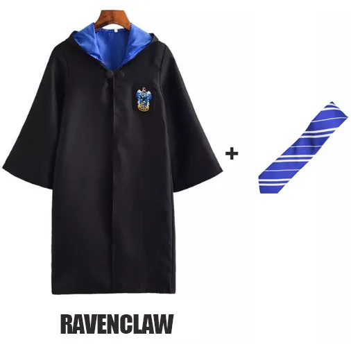 Gryffindor Cosplay Costume Potter Robe Scarf Ravenclaw Hufflepuff Slytherin Cloak with Tie Potter Costume - Цвет: Ravenclaw and Tie