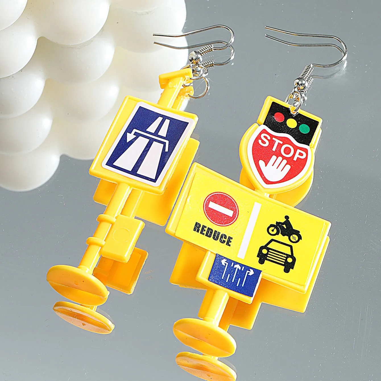 Traffic Cone Dangle Earrings - Creative Statement Jewelry For Women