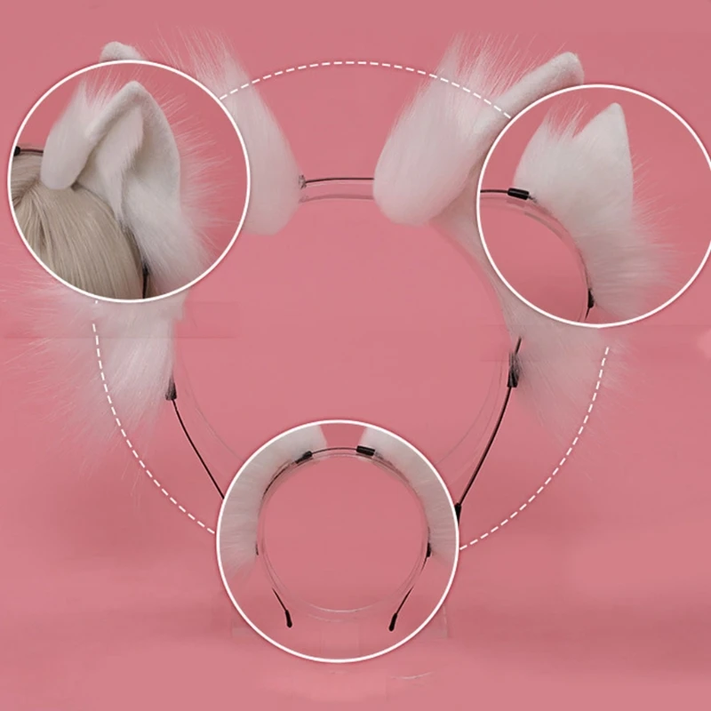 Handmade Cat Faux Fur Ears Headband Solid Color Fluffy Plush Animal Hair Hoop Anime Dress Party Cosplay Costume Hair Accessories sexy costumes for women