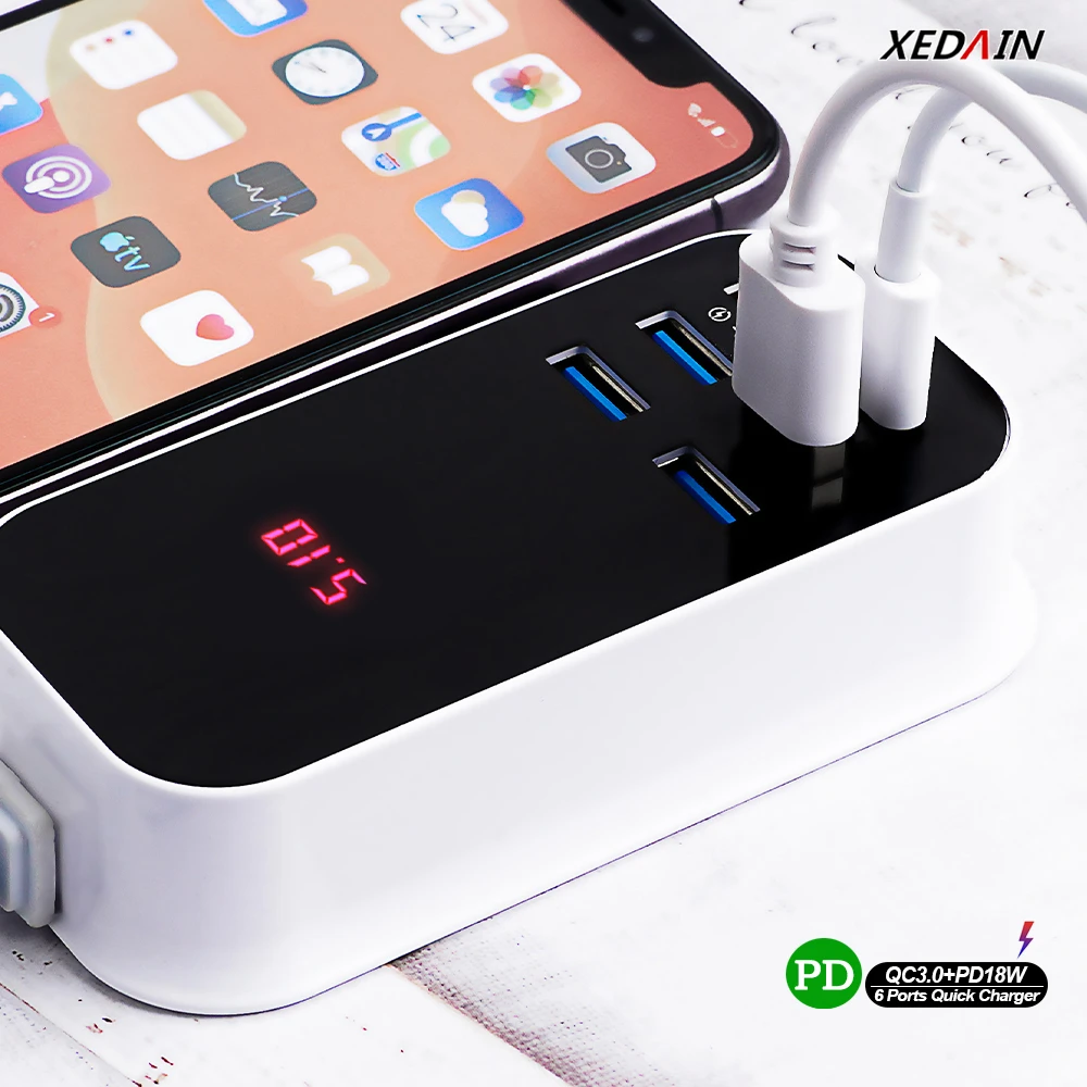 65 watt car charger Phone Multiple Ports Quick Charger For Apple USB C Charger Multi USB PD18W Charger Smartphone And Watch Charger USB Charger Hub quick charge 3.0