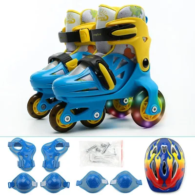 blue set EUR27-30 Дети стабильный баланс слалом параллельный мигающий кататься на коньках роликовые UNBreak Обувь Регулируемая моющаяся для мальчиков и девочек - Цвет: blue set EUR27-30