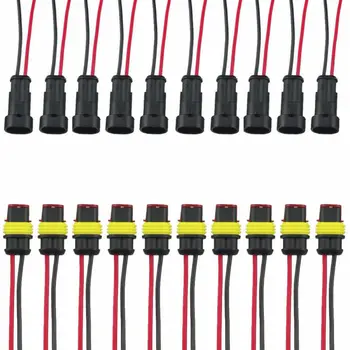 

10pcs 2-Pin Way Car Auto Waterproof Electrical Connector Plug Socket Wire Kit Tool Parts High Quilty