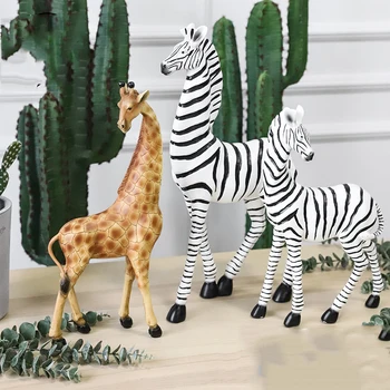 

Large Size 57cm Realistic Giraffe Zebra Resin Statue Gift Wedding Decor Home Living Room Creative Decoracion Hogar New Year