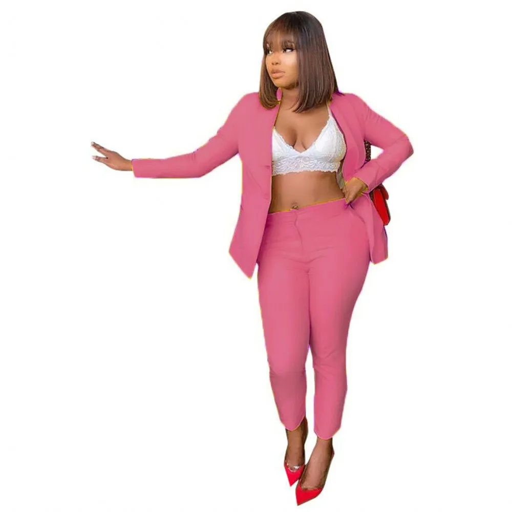 2021 Spring Autumn New Style Coat + Trouser Suit 2piece Fashion Women