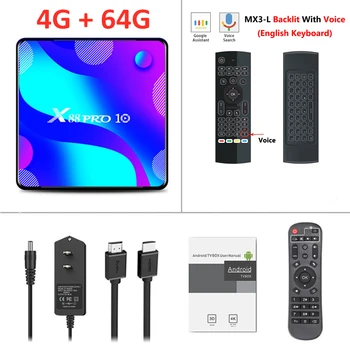 

X88pro 10 Tv Box Set Top RK 3318 Android Box For 4K MX3 Voice I8 Keyboard 4 GB 64 GB smart x88 Pro 10 Android Tv Box Player