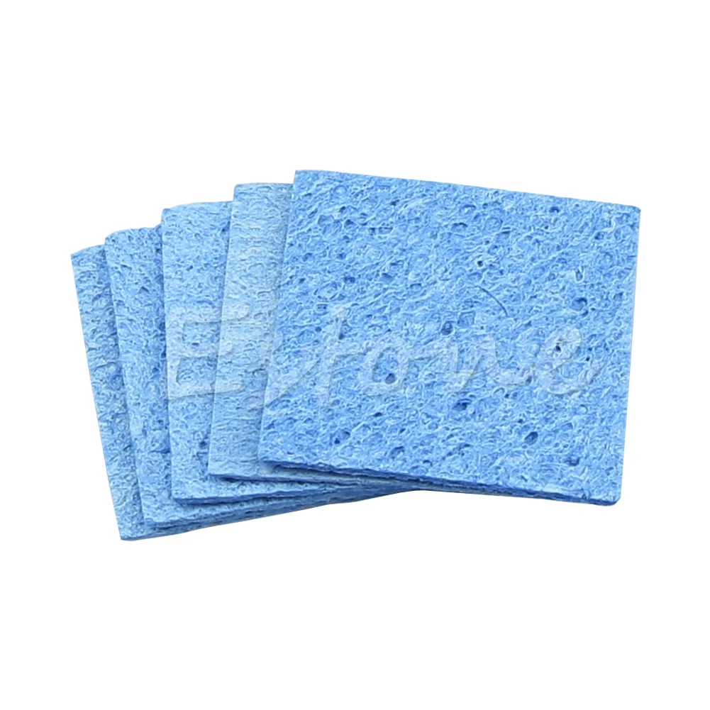 

5pcs Soldering Iron Solder Tip Welding Cleaning Sponge Pads Blue Size 6cm*6cm L4MF