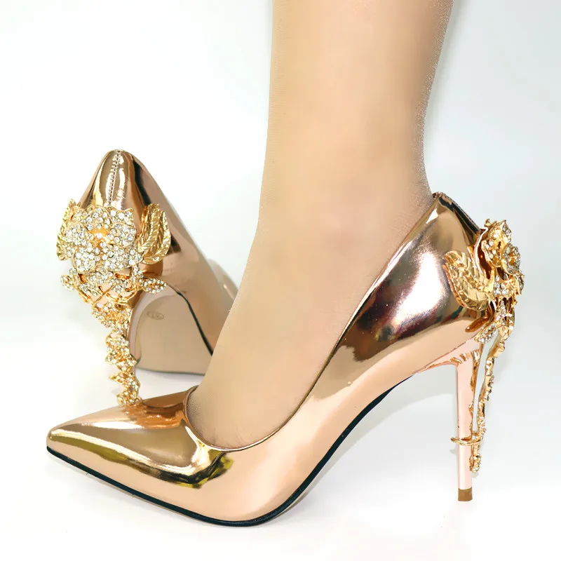 

Hot sale champagne women high heel cover shoes and nice crystal style heel african pumps for dress VC104,heel 10.5CM