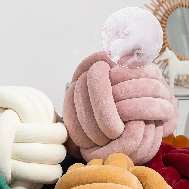 Home Textiles Hand Knit Plain Knot Pillow Ball Bed Velvet Stuffed Cushion Decor Throw Knotted | Дом и сад