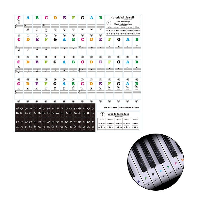 

Piano Label Easy Installation Clear Transparent Sticker Learner Practical DIY Scope Of Application Keyboard Sticker Piano Letter