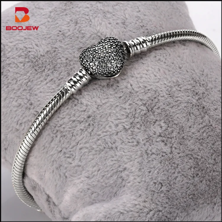 

S925 Fine Silver Base Pendant Heart Buckle Diamond Set Snake Bones Chain Bracelets AliExpress Hot Selling DIY Bracelets
