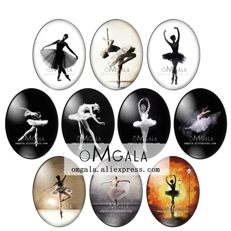 Fashion Pretty Dancing Ballet Girls Art Paintings 13 X1 8Mm/18 X2 5Mm/30X40Mm Ovale Photo Glass Cabochon Flat Back Making Risultati
