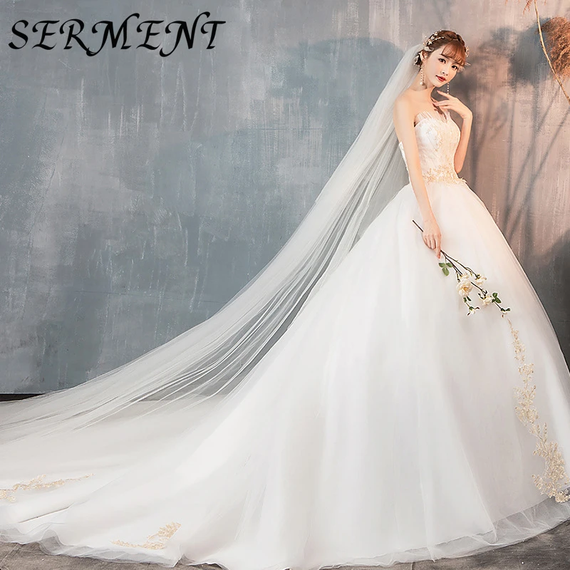 SERMENT светильник свадебное платье невесты длинный хвост роскошный мечта ТРУБА Топ Heben французский Sen супер фея простой