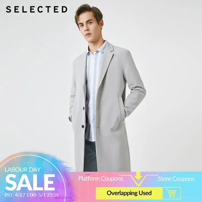 

SELECTED Men's Spring Regular Fit Pure Color Mid-length Trench Coat S|4191OM531