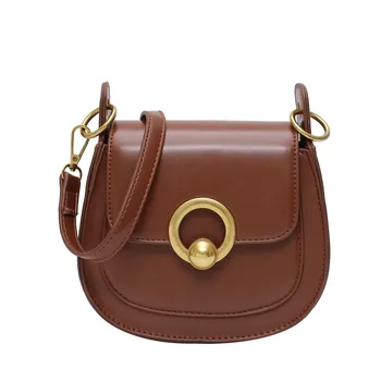 

Quality Leather Saddle Bags for Women New Fashion Female Shoulder Messenger Bag Small Ladies Solid Color Solid Crossbody Bag Sac