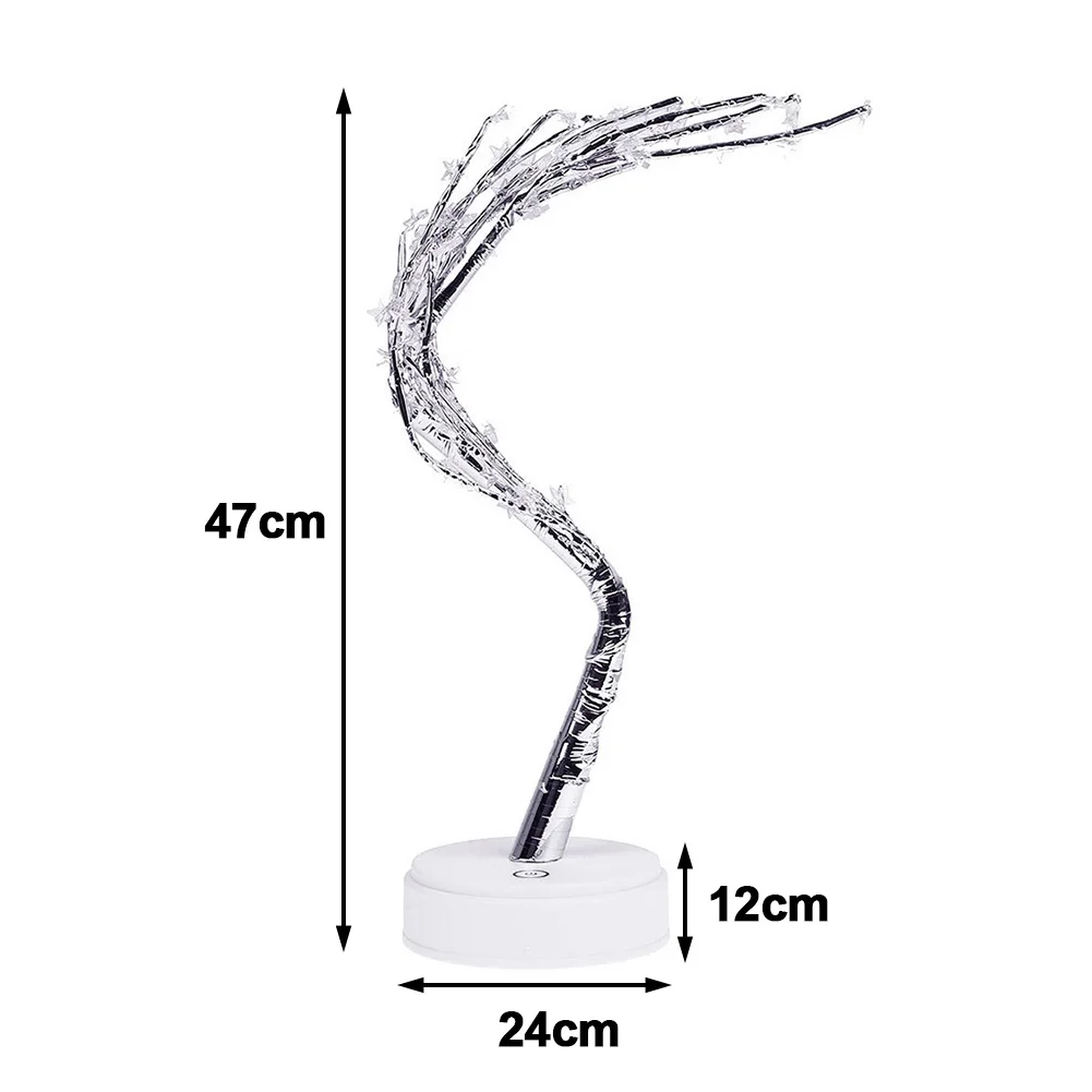 60 LED USB Star Shape Romantic Tree Battery Powered Gift Bedroom Home Decor Branch Lamp Table Copper Wire Night Lights