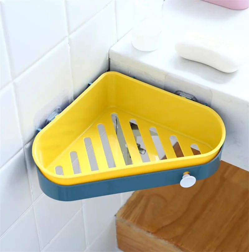 Double Layers Bathroom Shelf Adhesive Badkamer Rek Storage Rack Corner Shower Shelf Kitchen Home Decoration Bathroom Accessories - Цвет: Type 1 Yellow