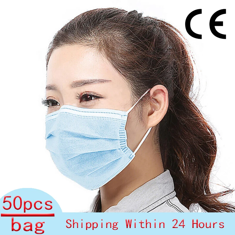 

Disposable Non - Woven 3 Layers Waterproof Mask Adult Anti-dust Filter Mouth Mask Extension Fabric face mask