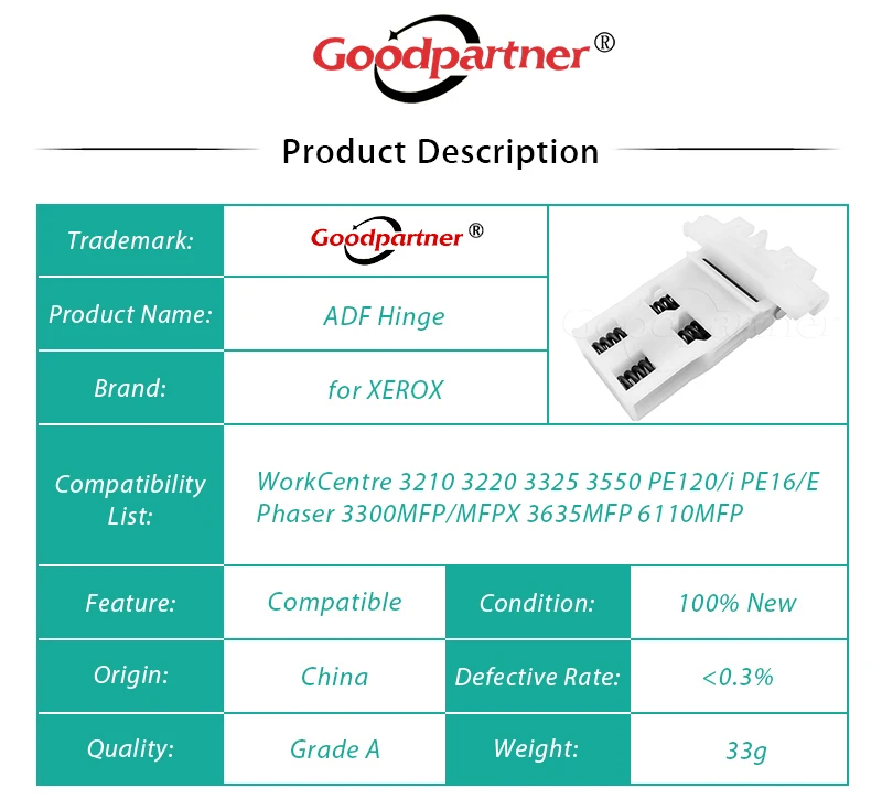 Dobradiça Adf para Xerox Workcentre 2x 003n01018 003n01051 3210 3220 3325 3550 Pe120 Pe16 Phaser 3300 3635 6110 para Ricoh Ac104 Ac205 - Imagem 6