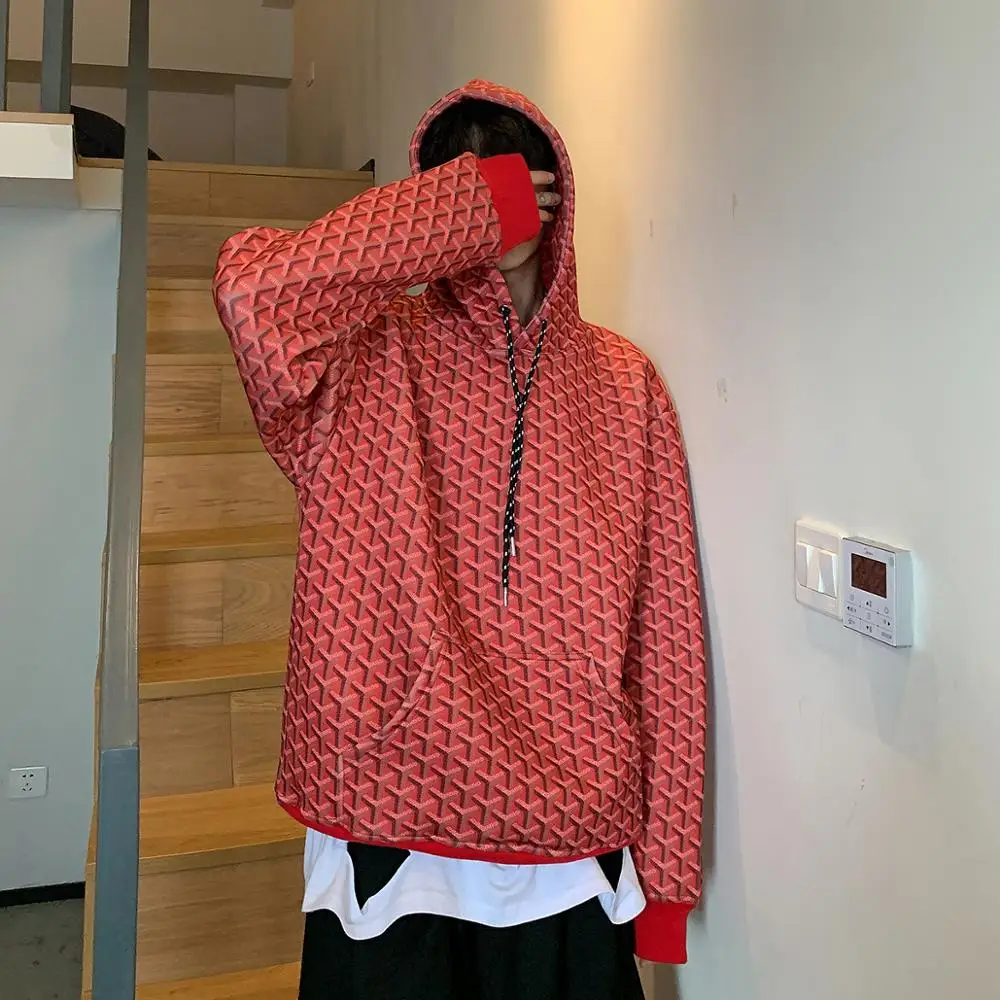 

Men's Hoodie&Sweatershirt Fashion Casual Summer Black Plaid Solid Loose Streetwear Print Hooded Male Hoodies Sweatershirt Men