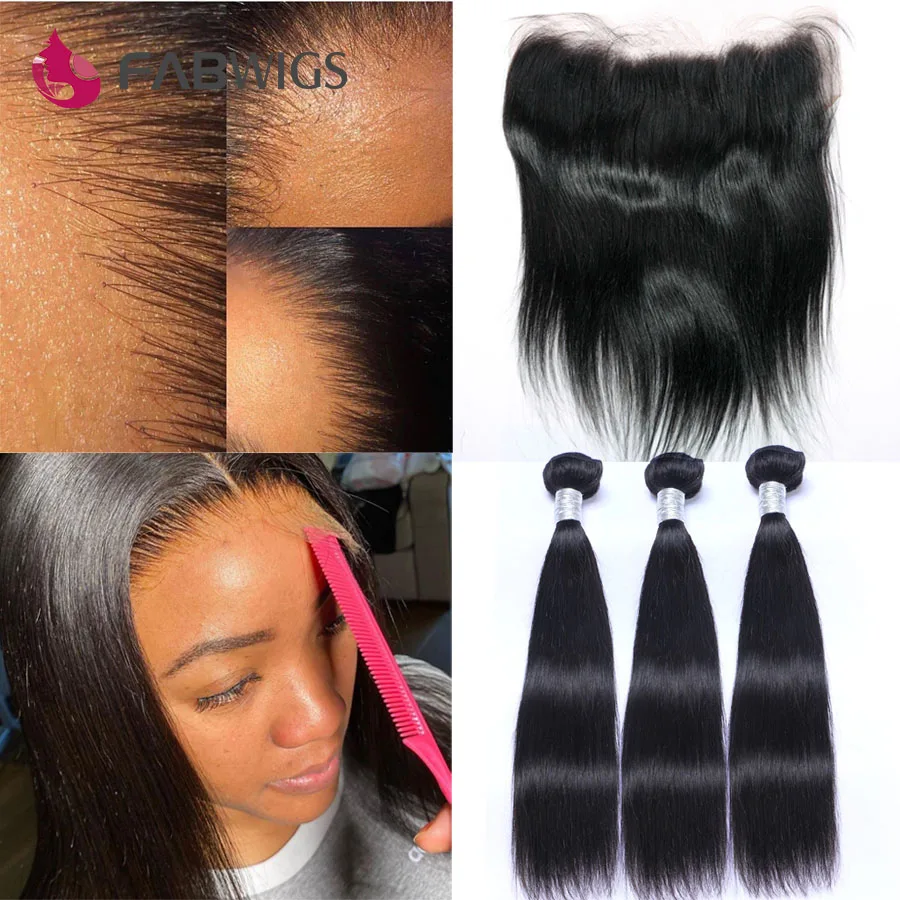 Fabwigs HD кружевные фронталы и пряди бразильские волосы волнистые прямые с