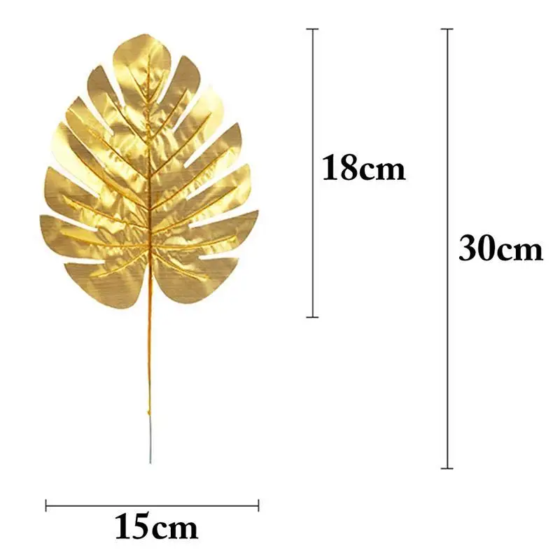 Golden Fake Leaf Artificial Tropical Palm Leaves DIY Plant Home Party