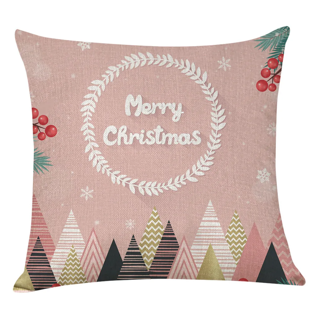 Рождественская мультяшная Ретро наволочка с Санта Клаусом 45*45 см, льняная наволочка для подушки, декоративная наволочка для дома# J8