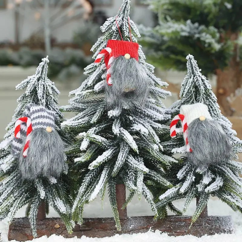 

3pcs/set Christmas Handmade Crutch Swedish Gnome Doll Ornaments Holiday Home Party Decor Kids Xmas Gift E65B
