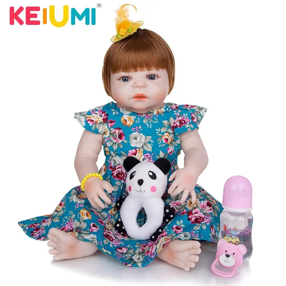 Реалистичная кукла реборн KEIUMI 23 дюйма полностью силиконовая виниловая детская