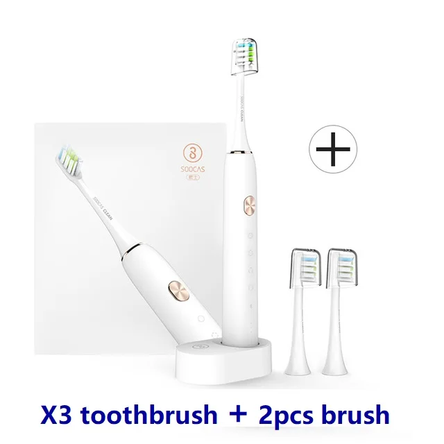 WhiteandWhite heads Xiao mi jia зубная щетка Soocare X3 X3s Soocas обновленная электрическая звуковая Смарт Bluetooth Водонепроницаемая беспроводная зарядка mi Home APP - Цвет: WhiteandWhite heads