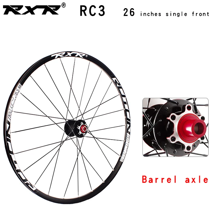 26RC3 black front TA RXR горный велосипед внедорожный MTB Углеродные колеса 26 дюймов RC3 дисковый тормоз 5 подшипников 7-11speed через ось/QR колеса велосипеда - Цвет: 26RC3 black front TA