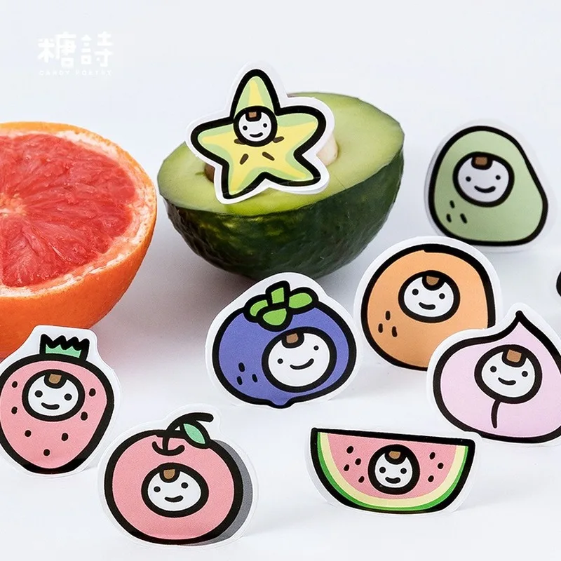 AngelHere Store 45 шт./лот каваи Frui Stickerst авокадо клубника арбуз пользовательские наклейки повторяющиеся наклейки Симпатичные