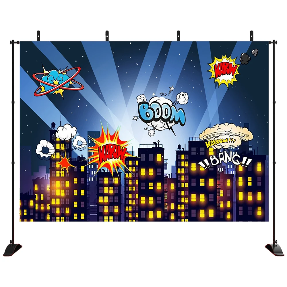 

Superhero Cityscape Photography Backdrop and Studio Prop Great as Photo Booth Background  Birthday Party and Event Decorations