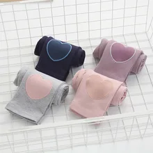 Tmall/9019 леггинсы из чистого хлопка с аппликацией в виде сердца, весенние эластичные штаны для девочек