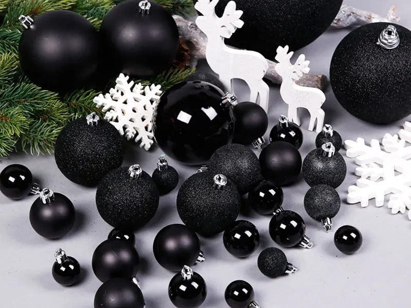 Bola de Navidad negra de 3 28cm para adorno de árbol, colgadores de ventana para el decoraciones de fiesta de cumpleaños DIY|Adornos de bolas| - AliExpress