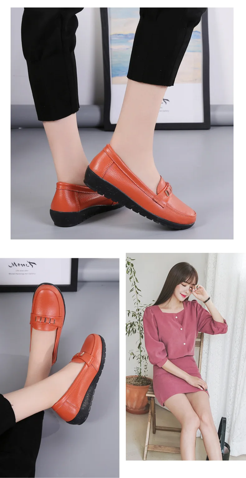 Women shoes genuine leather loafers non-slip solid color casual shoes ladies 2022 new fashion flats woman shoes zapatos de mujer