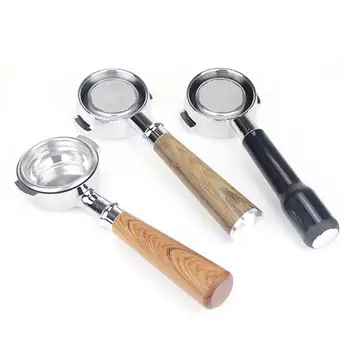 

58MM Stainless Steel Coffee Machine Bottomless Filter Holder Portafilter Wooden Handle Professional Accessory For Expobar E61