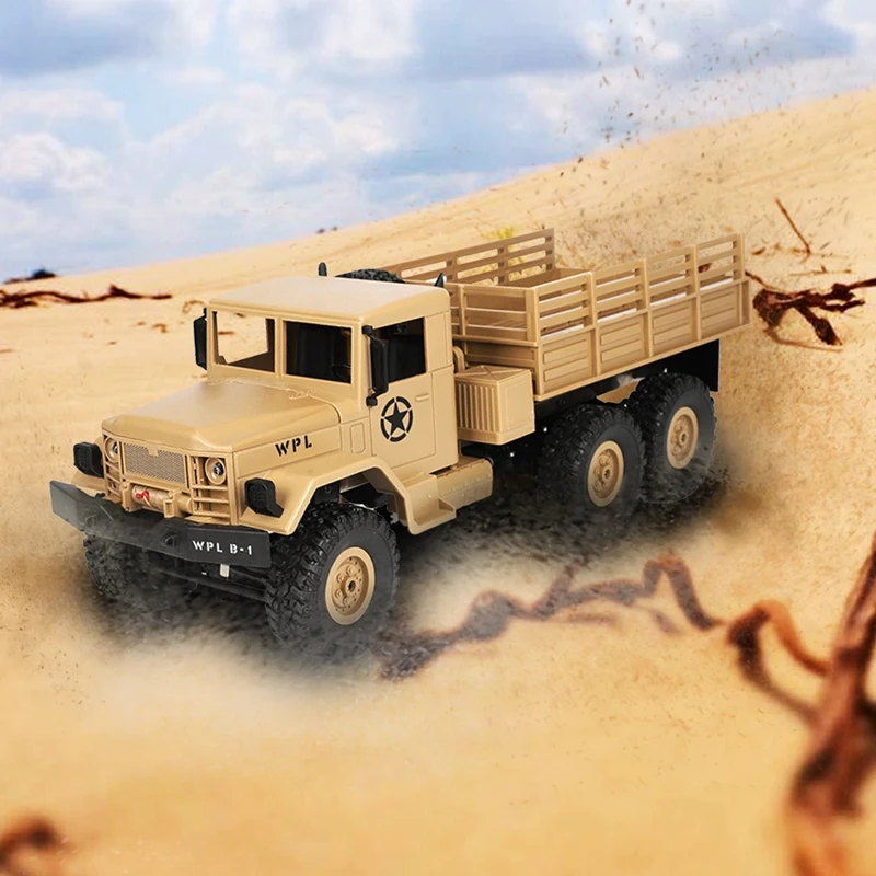 WPL B-16 1/16 2,4G 4WD внедорожник RC Военный Грузовик Рок Гусеничный армейский автомобиль желтый